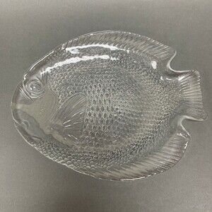 Arcoroc France Fish Clear Textured Glass Plate 10 1/8"